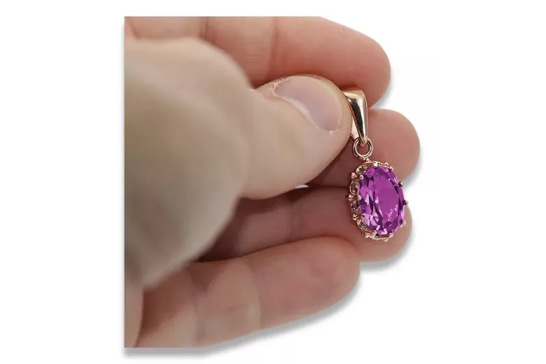 Anhänger Vintage Stil Amethyst Originales Vintage-Roségold aus 14 Karat vpc008r