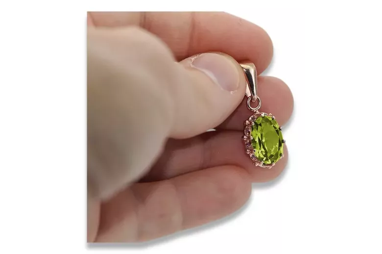 Pendentivul Galben Peridot Original Vintage 14K Rose Gold Vintage Vpc008r