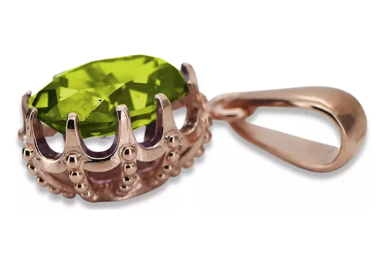 Anhänger gelb Peridot Original Vintage 14K Rose Gold Vintage Handwerk vpc008r