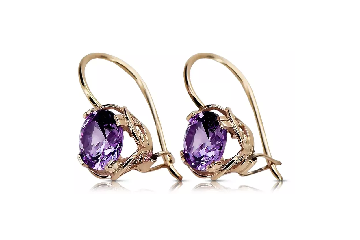 Alexandrite Original Vintage 14K Pendientes de oro rosa Vect029r