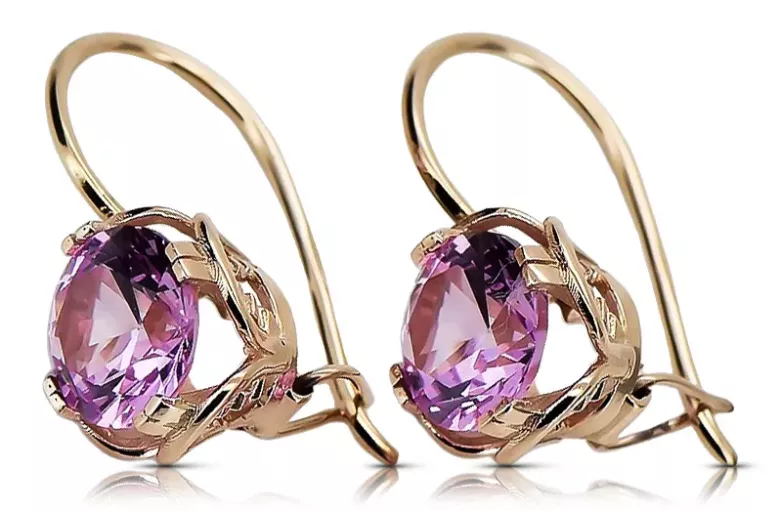 Boucles d'oreilles Amethyst Original Vintage 14K Rose Gold Vintage Jewlery vec029r