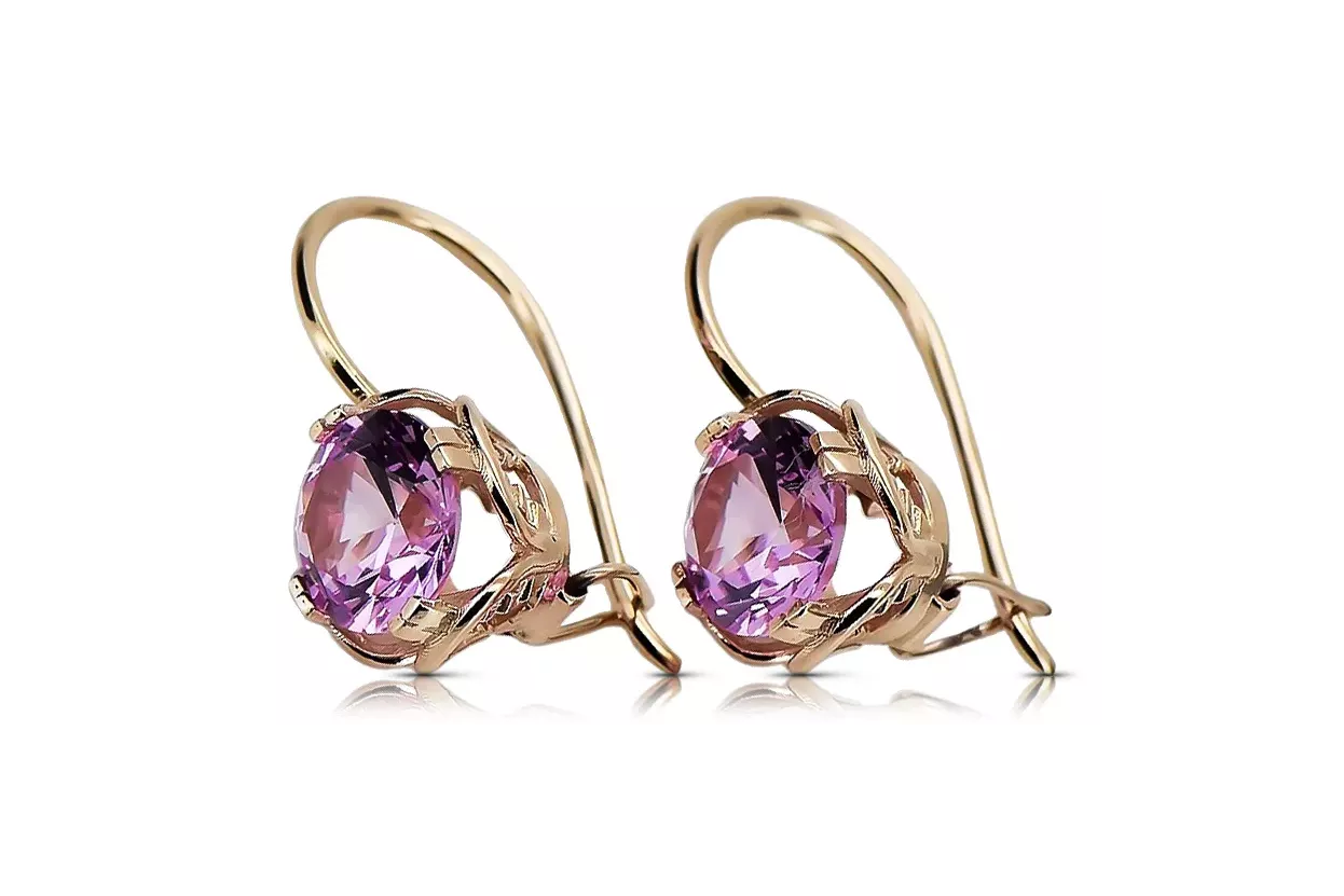 Boucles d'oreilles Amethyst Original Vintage 14K Rose Gold Vintage Jewlery vec029r