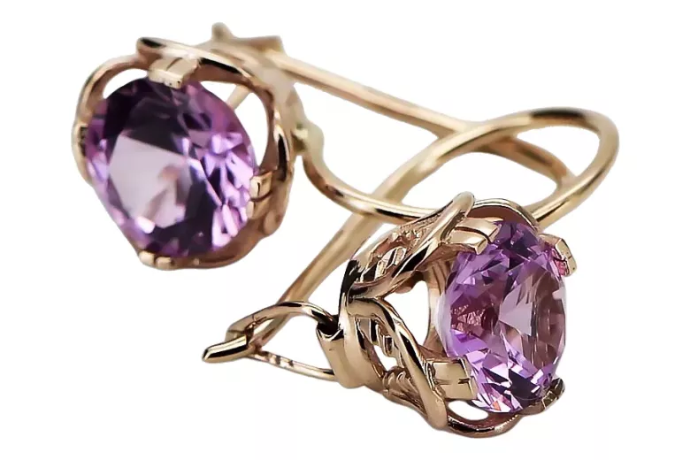 Pendientes Amethyst Original Vintage 14K Rose Gold Vintage Joyería vec029r