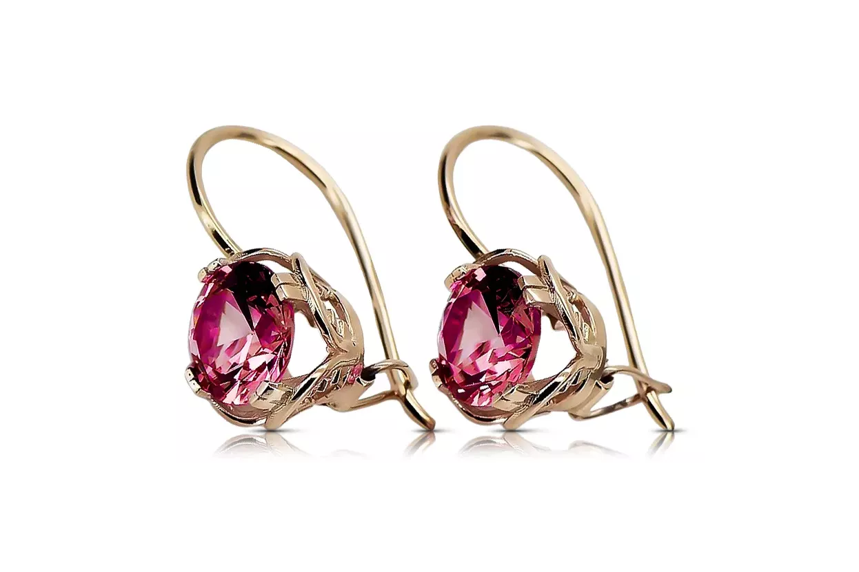 Ruby Original Vintage 14K Rose Oro Pendientes vec029r