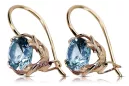 Aquamarine Original Vintage 14K Boucles d'oreilles Rose Vintage Jewlery vec029r