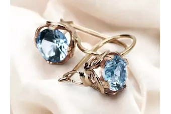Aquamarine Original Vintage 14K Rose Gold Earrings Vintage Jewlery vec029r