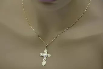 Galben italian 14k 585 aur cruce ortodoxă oc002y