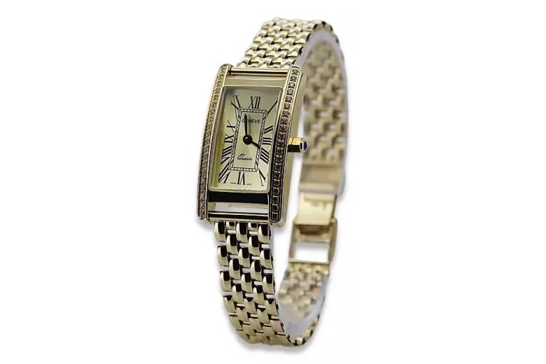 Gold men's watch Geneve ★ zlotychlopak.pl ★ Gold purity 585 333 Low Price!