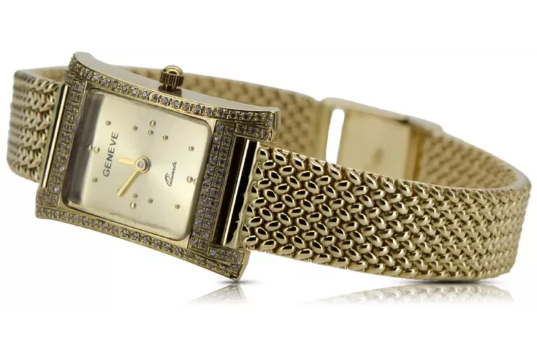 Gold men's watch Geneve ★ zlotychlopak.pl ★ Gold purity 585 333 Low Price!