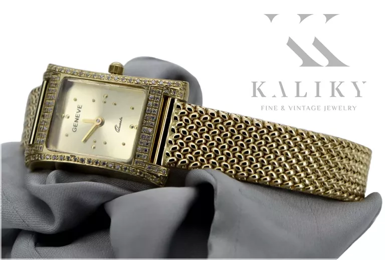 Gold men's watch Geneve ★ zlotychlopak.pl ★ Gold purity 585 333 Low Price!