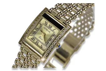 14K aur dreptunghiular femei Geneva Watch lw035ydy&lbw001y