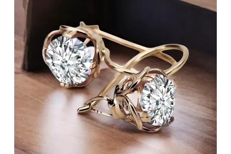 Earrings Vintage style Zircon Original Vintage 14K Rose Gold vec029r