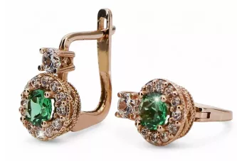 Вінтажний стиль 14k рожевий рожевий золото 585 Emerald Zircon сережки cec003r