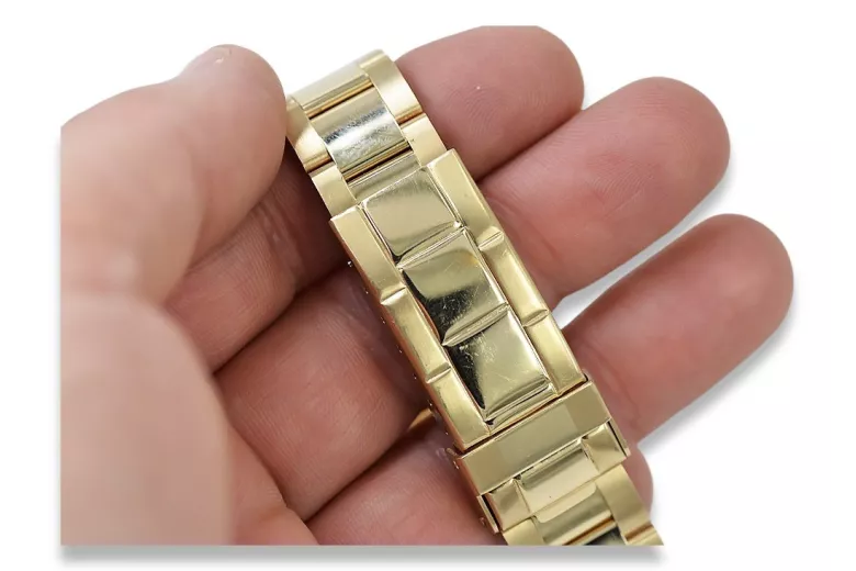 Złoty zegarek męski 14K Geneve, niebieska tarcza, 40mm | Zlotychlopak.pl