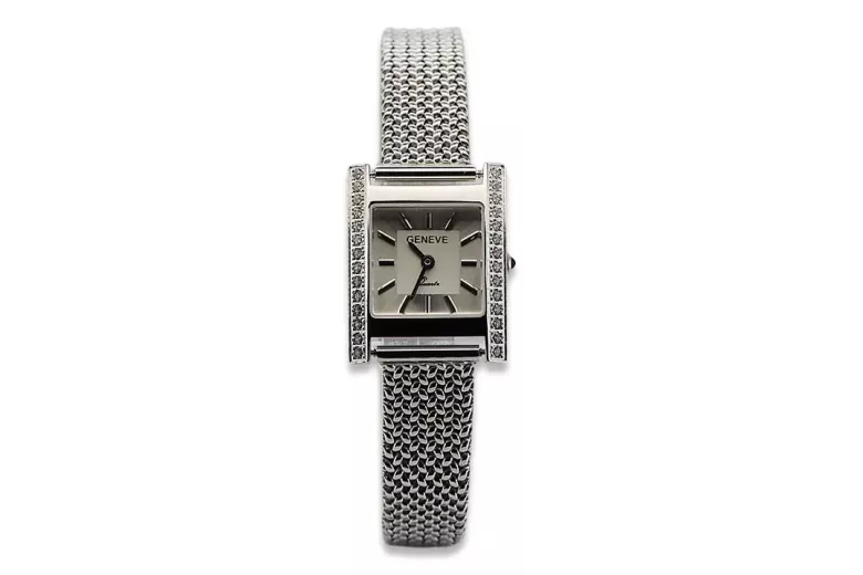 14K White Gold Diamond Watch, Rectangular 0.25ct lwd035wds&lbw003w