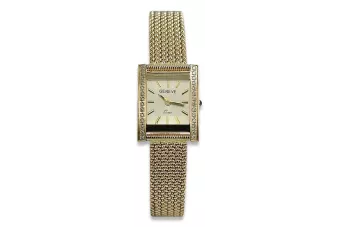 14K Gold Diamond Damenuhr, Rechteck 0.25ct iwd035ydg&dw003y