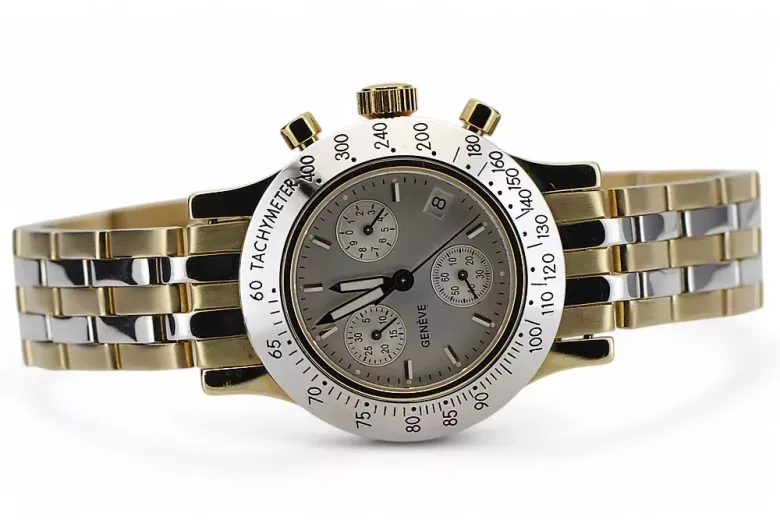 Чоловічий круглий годинник Lady Geneve mw068yw з жовтого золота