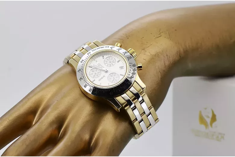 Чоловічий круглий годинник Lady Geneve mw068yw з жовтого золота