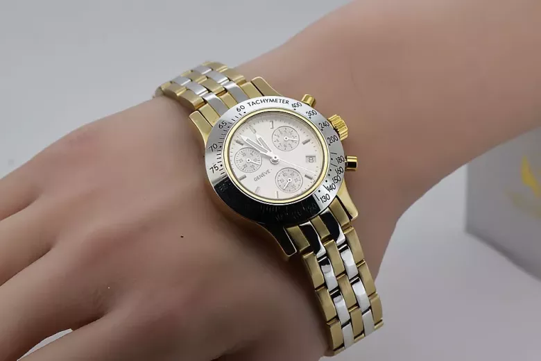 Чоловічий круглий годинник Lady Geneve mw068yw з жовтого золота