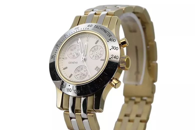 Montre italienne en or jaune pour homme Geneve mw068y