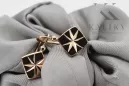 Pendientes de oro rosa cuadrados 14k 585 URSS Vintage ven049