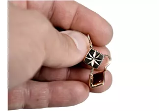 Kolczyki z różowego złota kwadrat 14k 585 ZSRR Vintage ven049