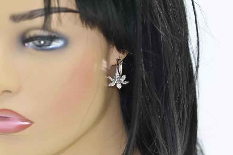 Pendientes de plata rusos 925 Flower Vintage ven222s