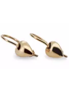 Rose rose russe soviétique 14k 585 or URSS Boucles d’oreilles coeur vintage ven066