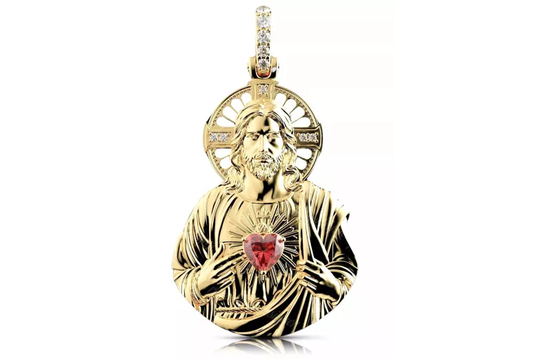 Colgante con icono de medallón de Jesús ★ https://zlotychlopak.pl/es/ ★ Oro 585 333 precio bajo