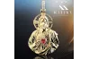 Gelbgold 14 Karat 585 Anhänger Jesus-Ikone mit Rubin-Zirkon pj006y