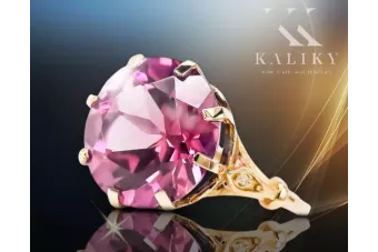 Оригинално ретро 14k розово злато Аметист Пръстен Винтидж бижута vrc073r