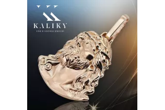 Zawieszka ikona Jezusa z czerwonego 14k 585 różowego złoto pj004r