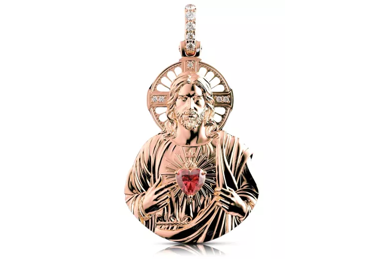 Colgante con icono de medallón de Jesús ★ https://zlotychlopak.pl/es/ ★ Oro 585 333 precio bajo