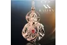 Rosa 14 Karat Gold 585 Anhänger Jesus-Ikone mit Rubin-Zirkon pj006r
