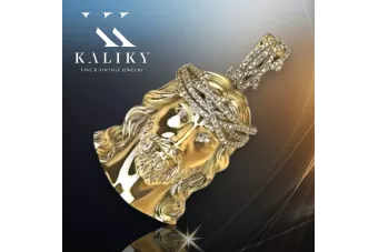 Złota zawieszka ikona Jezusa 14k 585 z żółtego złota pj010y