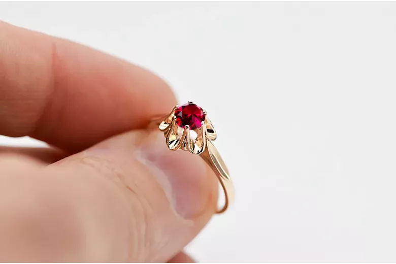 Ruby Original Vintage 14K Rose oro anillo vintage artesanía vrc004r