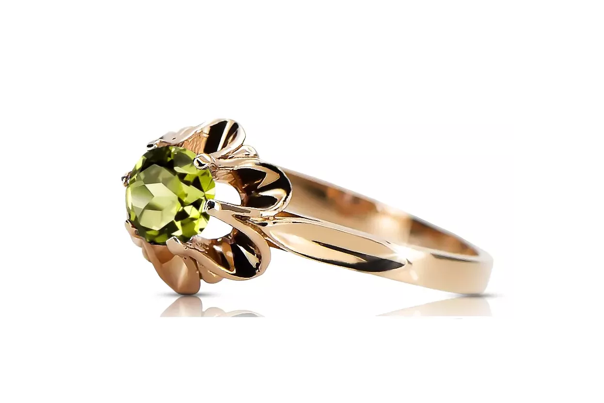 Inel de bijuterii vintage Galben Peridot Original Vintage 14K Aur Roz vrc004r