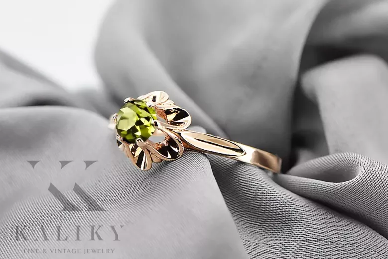 Винтажное ювелирное кольцо Yellow Peridot Original Vintage 14K Rose Gold vrc004r