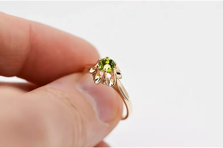 Винтажное ювелирное кольцо Yellow Peridot Original Vintage 14K Rose Gold vrc004r