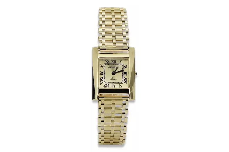 Montre rectangulaire pour femme en or 14 carats lw036ydgb&lbw002y