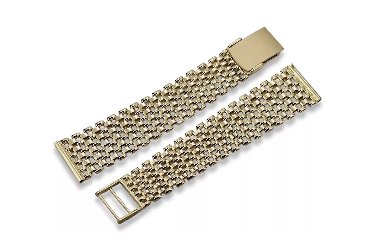 Pulsera de oro de 14K para reloj de hombres, italiano, 16 a 17cm