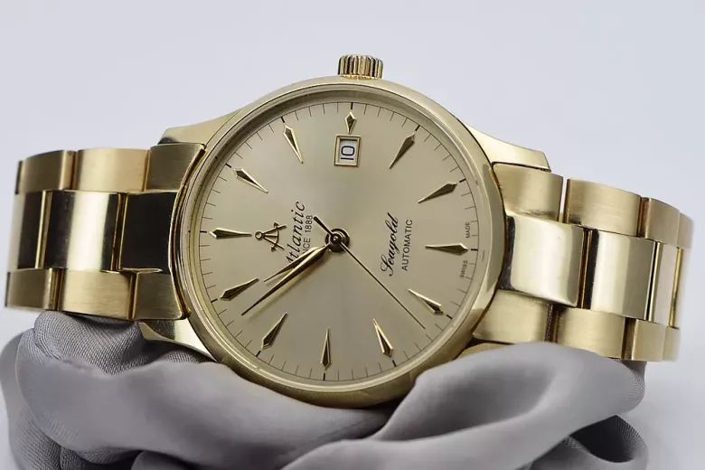 Gold men's watch Geneve ★ zlotychlopak.pl ★ Gold purity 585 333 Low Price!