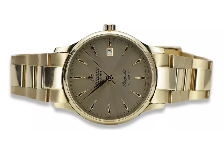 Gold men's watch Geneve ★ zlotychlopak.pl ★ Gold purity 585 333 Low Price!