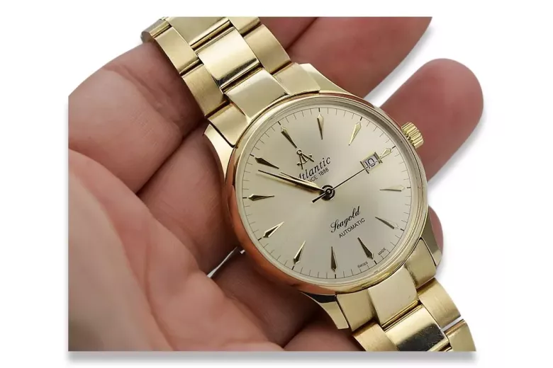 Gold men's watch Geneve ★ zlotychlopak.pl ★ Gold purity 585 333 Low Price!