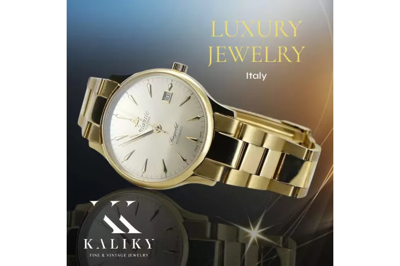 Gold men's watch Geneve ★ zlotychlopak.pl ★ Gold purity 585 333 Low Price!