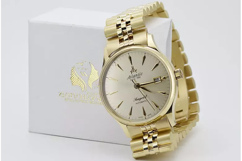 Gold men's watch Geneve ★ zlotychlopak.pl ★ Gold purity 585 333 Low Price!