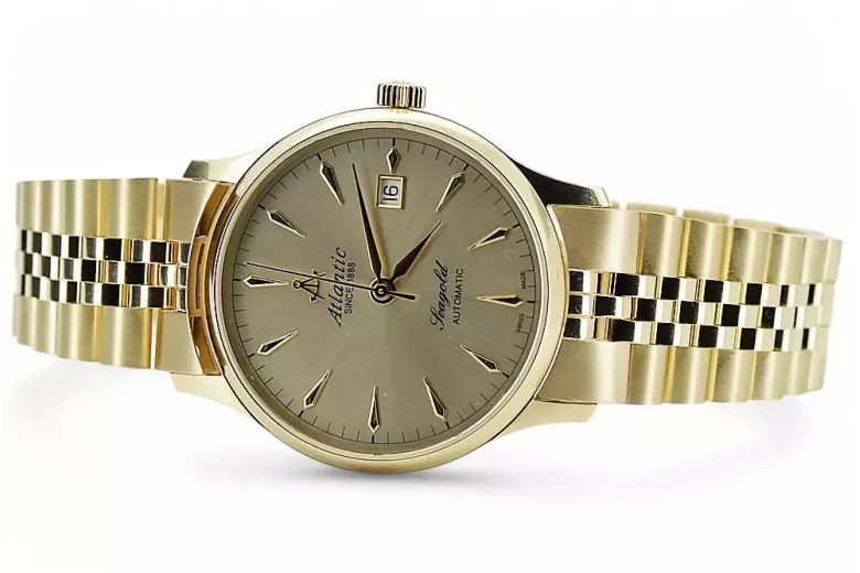 Gold men's watch Geneve ★ zlotychlopak.pl ★ Gold purity 585 333 Low Price!