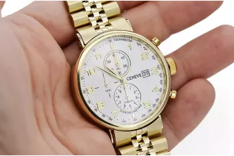 Złoty zegarek z bransoletą męski 14k Geneve mw053y&mbw022y