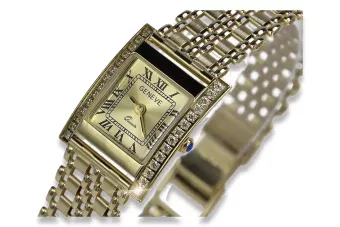 14K Gold Diamond Women's Watch, Rectangle 0.25ct lwd035ydy&lbw001y