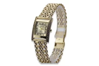 14K reloj de diamantes de oro, rectángulo 0.25ct lwd035ydy